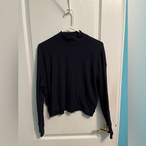 Hollister Navy Blue Long Sleeve Waffle Knit Top